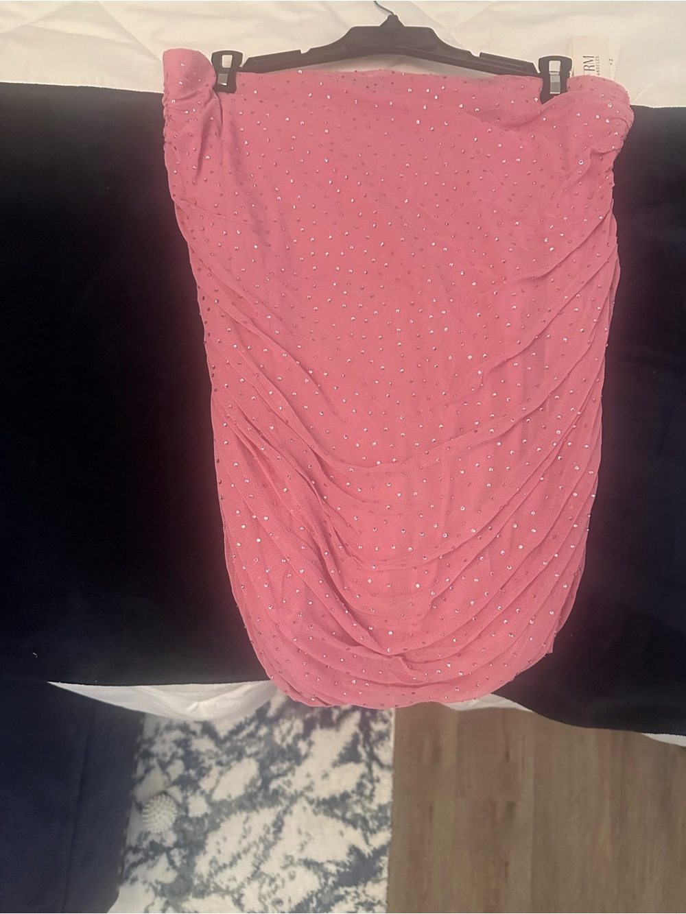 AFRM Pink Rhinestone Mesh Ruched Skirt - Picture 3 of 7